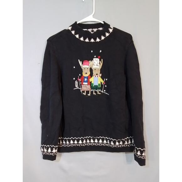 Christopher & Banks; Navy Christmas sweater - Picture 3 of 7